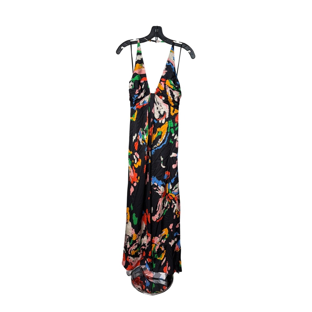 A.L.C. Halter Maxi Dress Multi Color Abstract Brushstroke Gown Size 6 - Picture 4 of 8